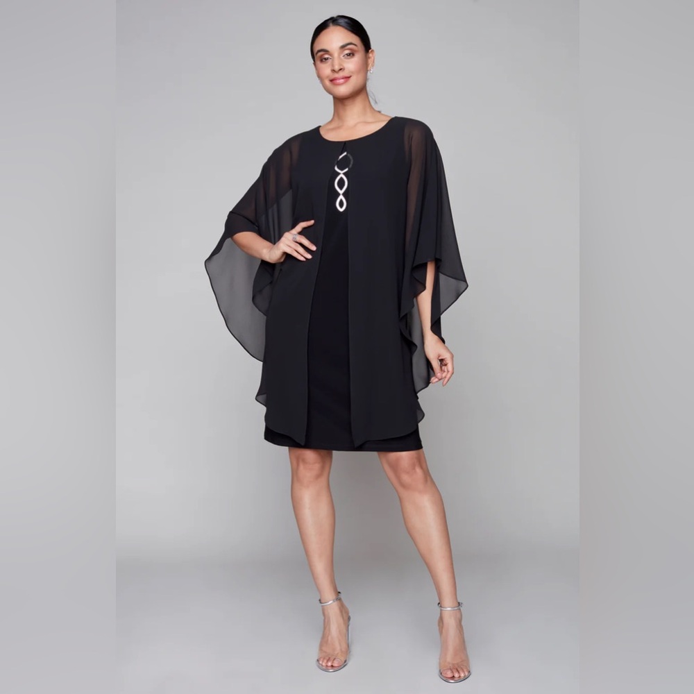 Compli K Noir - Black Sheer Overlay Dress